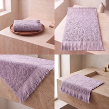 Botti Home %100 Pamuk Jakarlı El Ve Yüz Havlusu Seti 50 X 90 Cm Çeyizlik Saçaklı Havlu Lila