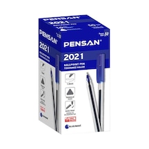 Pensan Tükenmez Kalem Üçgen Gövdeli Şeffaf 50'li Mavi 2021
