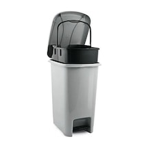 Üçsan Plastik Silim Pedallı Gri Çöp Kovası 12.5 L 32x23x40 Cm Gri - Siyah