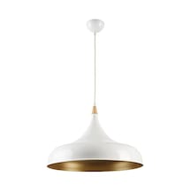 Mylights Retro Beyaz İçi Sarı Metal Sarkıt Avize Rustik Avize 50cm Diğer