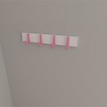 Hepsi3boyutlu Modern Duvar & Kapı Baston Askılık - 4 Adet Pembe J Askılık - Model No : 6 Pembe