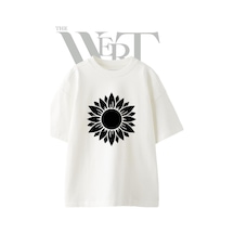 Thewert Sunflower Tasarım Baskılı Ünisex Beyaz Oversize T-shirt