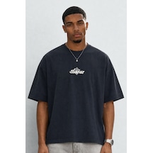 Respire Erkek Sonar Nakış Detaylı Oversize T-shirt Siyah