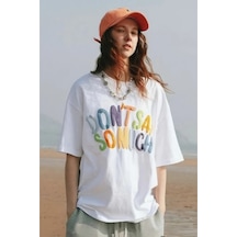 Tarzsokak Beyaz Unisex Don't Say So Much Yazılı Tişört