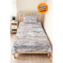 Gri Geometrik Genç Odası Tek Kişilik Pike Takımı - Hardal Antrasit 160x220 Cm Kapitone Yatak Örtüsü Kırık Tarlası Sırları