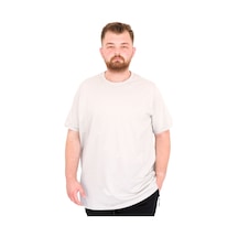 Mode Xl Büyük Beden Erkek T-shirt Bisiklet Yaka Basic U25162 Gri Gri