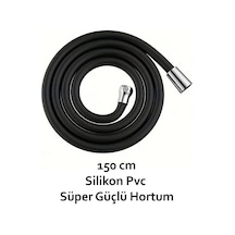 Silikonlu Siyah 150 Cm Kopmaz Patlamaz Sağlam Duş Hortumu Beyaz