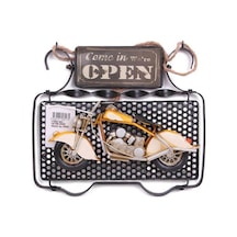 Dekoratif Metal Kapı Yazısı Motosiklet Dekorlu Vintage Hediyelik