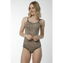 Hmd 3003 6'lı Pamuk Leopar Desenli İnce Askılı Çıtçıtlı Body - Leopar Leopar