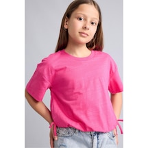 Defacto Relax Fıt Bisiklet Yaka Penye Kısa Kollu Tişört Kız Çocuk G1143a826smpn178 Pembe-pn178