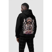 Sevbano Monkey D Luffy Gear 5 Baskılı Unisex Oversize Anime Hoodie Siyah