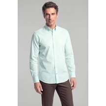 Bisse Regular Fit Erkek Uzun Kol Paşa Yaka Pamuk Yeşil Gömlek Gmczg250054 D47