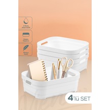 Vienev 4'lü 2,8 Litre Saklama Kutusu Beyaz Beyaz