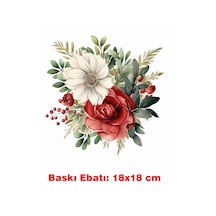 Çiçek Temalı Ütü İle Yapışan Tekstil Kumaş Tişört Dtf Baskı 3453