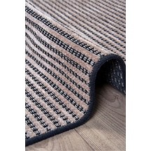 Bej Şönil Kilim Salon Oturma Çocuk Odası Hasır Yıkanabilir Yolluk Kaymaz Taban Halı Siyah Bej