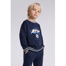 Defacto Oversize Futbol Baskılı Kalın Sweatshirt Erkek Bebek I0652a526cwnv256 Lacivert-nv256