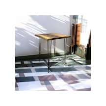 Ceviz Ahşap Yan Sehpa Firkete Ayaklı Siyah Beyaz - Atlantik Çam