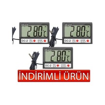 Oem Dc-2 Mini Kablolu İç-dış Termometre Saat 3 Lü Paket