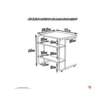 Modilayn C Yan Sehpa Geniş Boy Tekerlekli Çalışma, Atıştırmalık, Yemek, Laptop Sehpası Meşe Beyaz - Meşe