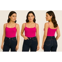 İngegno Body İp Askılı Model Örme Ring Kumaş Viskon Kadın Body Pembe