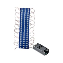 20 Adet 12 Volt 1.2 Watt 3 Lensli Mavi 2835 Smd Led Modül Ip65 5a Slim Trafo Set