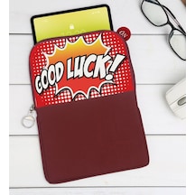 Bk Gift Pop Art Tasarımlı Taşınabilir Koruyucu Tablet Kılıfı & Organizer Çanta - Bordo-15