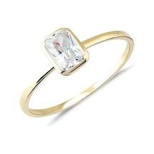 Beyaz Taşlı Altın Tektaş Yüzük Yza.103.01