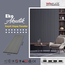 Winflex Eko Keçeli Akustik Ahşap Paneli Antrasit 50x240cm .