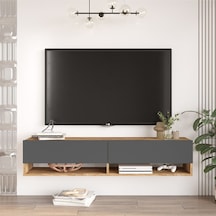 Aven Tv Ünitesi Tv Sehpası Raflı Kapaklı 140cm Çam-antrasit Ave11-aa Atlantik Çam - Antrasit
