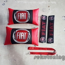 Fiat Kırmızı Lüks Deri Boyun Yastığı,Kemer Pedi,Ayna Ipi Set (269011430)