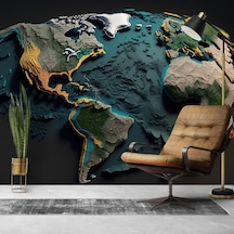 Tek Parça Poster Duvar Kağıtları 3D Mat Renklerle Dünya Haritası