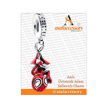 Spiderman Charm Gümüş Kaplama Kırmızı