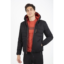 Maraton Sportswear Regular Erkek Kapşonlu Uzun Kol Basic Siyah Mont 21264-siyah Siyah