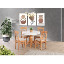 Beyaz Ahşap Ayaklı 100 100+30 Fiskos Açılır Lake Masa Beyaz