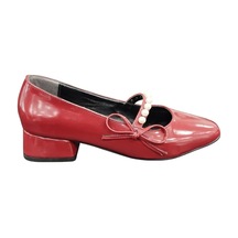 Ventes Yuvarlak Burun 3 Cm Kalın Topuk İnci Tokalı Kadın Topuklu Ayakkabı Bordo