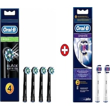 Oral-B Cross Action Diş Fırçası Yedek Başlık Siyah 4'lü + 3D White Diş Fırçası Yedek Başlık 2'li