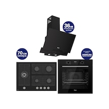Flowart Digital 5 Gözlü QBL63CS+BL135+D063-SA Siyah Cam 5 Gözlü Ankastre Set
