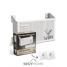 Wifi Modem Saklama Kutusu Plastik Malzeme İle 15x25x6 Cm Boyutlarında Şık Duvar Tipi Yapışkanlı Vida Hediyedli 2 Adet Beyaz - Gri