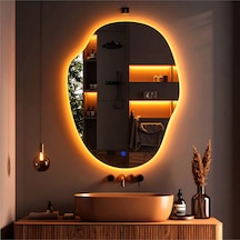 Doravia Amber Led'li Lavabo & Banyo Aynası Dokunmatik Sensörlü 90 X 70 Cm Turuncu