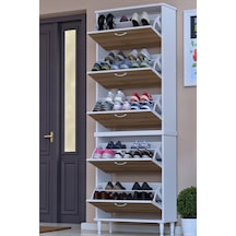Eliusta Cover 72 Cm Ayakkabılık Dış Kapı/koridor/giyim Odası Uygun Meşe Renk 72x205x26 Cm Ayakkabılık Meşe