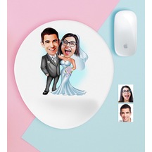 Kişiye Özel Evleniyoruz Karikatürlü Bilek Destekli Mouse Pad-5