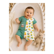 Ferasty İstanbul Unisex Bebek Tulum Çıtçıtlı Kısa Kollu Yeşil