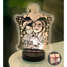 Yılbaşı Hediyesi Kişiye Özel Dikdörtgen Kardan Adam 3d Led Gece L