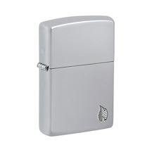 Zippo Armor Flame Dizayn Çakmak - High Polish Chrome Gri