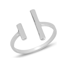 Söğütlü Silver Gümüş Rodyumlu Modern Tasarımlı Üstten Ayarlamalı Yüzük