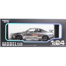 Hobbiez World Nissan Skyline Gt-r R34 Shinny Colors Gri 1/24 Model Araba