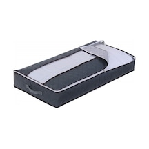 Rogfer Dokumasız Kumaş Katlanabilir Yatak Altı Saklama Çantası Giysi Battaniyeleri İçin 100x50x18cm Derin Gri Yarı Şeffaf Kapak Çok Renkli