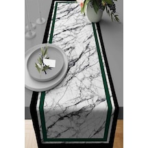 Yeşil Çerçeveli Desen Premium Masa Örtüsü Runner Rnr247n11