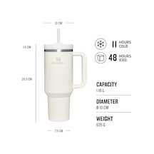Quencher H2.0 Flowstate Pipetli Termos Bardak 1.18 Litre - Krem Paslanmaz Çelik Çok Renkli