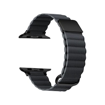 Apple Watch Uyumlu 40mm Krd-78 Pu Deri Kordon Strap Kayış - Koyu Gri